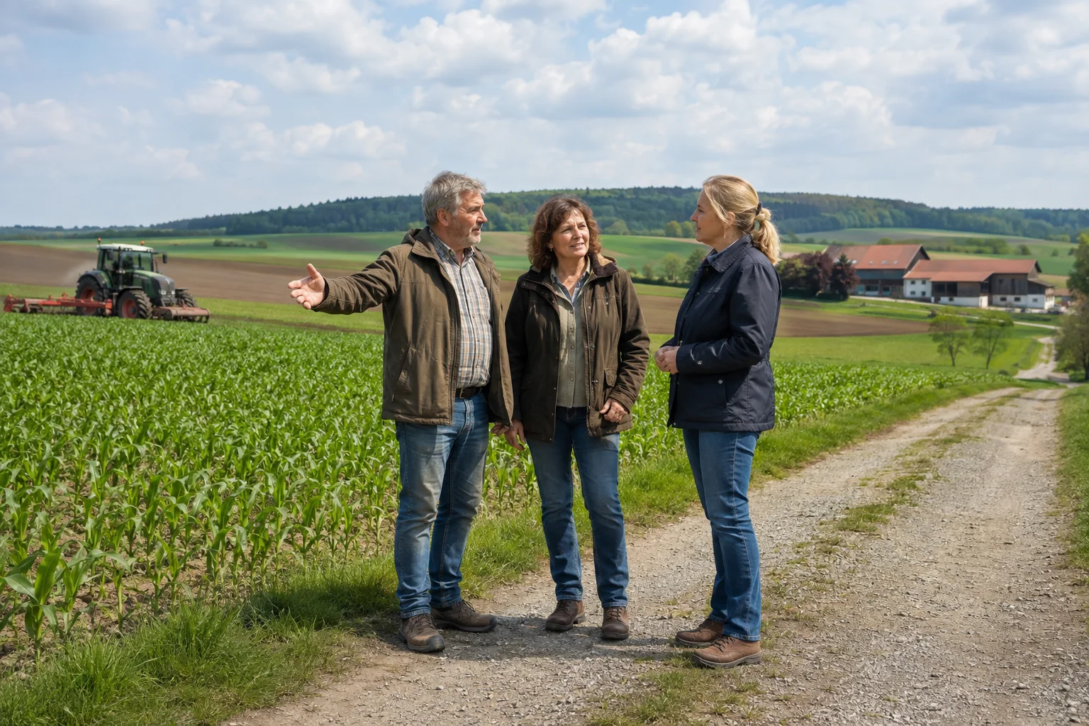 Eigentümer besprechen den Verkauf landwirtschaftlicher Flächen mit weiterer Bewirtschaftung